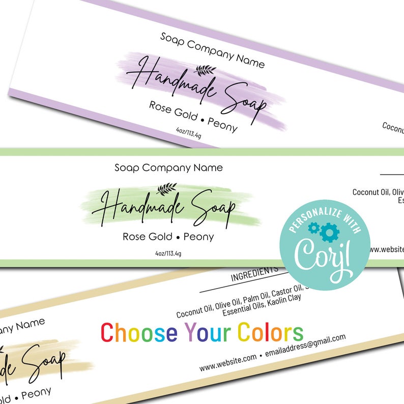 Soap Label – Choose Your Colors. Editable Paint Swatch Design. Soap Label Packaging Template. Customize w/ Corjl Online. Download & Print