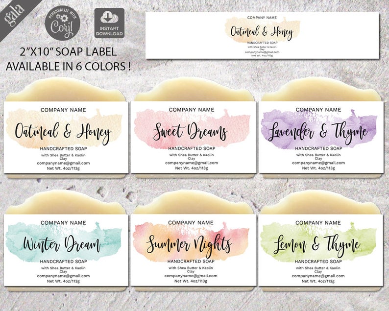 Soap Label Editable, Editable Label Template, Label Template, Watercolor Label Design, Custom Soap Label Template, DIY Label template, 004