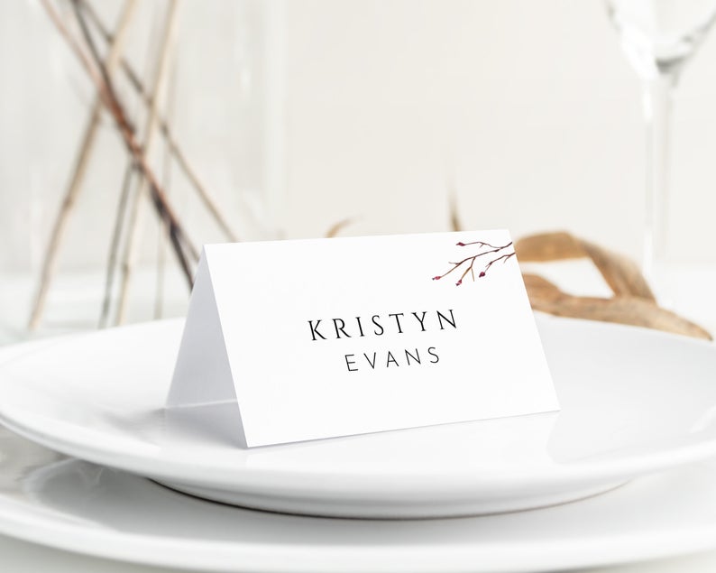 Branch elegant Place Cards,Wedding Place Cards Template,Editable Place Cards,Editable Wedding Escort Cards,Garden place card,CORJL,SCD87