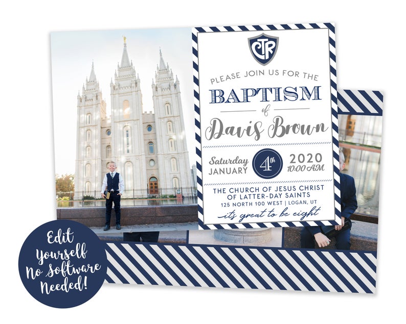 LDS Baptism Invitation Boy | Baptism Invitation | LDS Baptism Invitation | Boy Baptism Invitations Digital | Baptism Announcement | Corjl