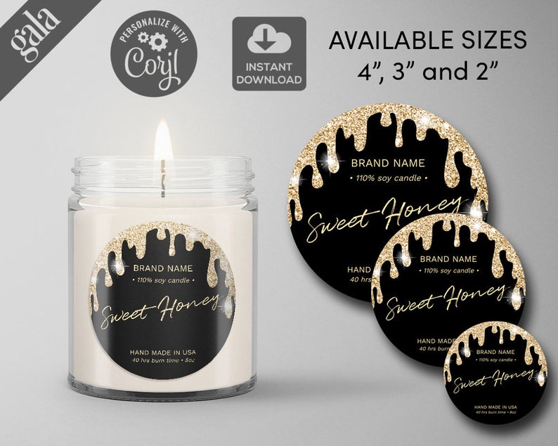 Circle product label, DIY Product Label, Candle Label Templates, Jar Candle Label, Printable Label Design, Editable Label, circle 004