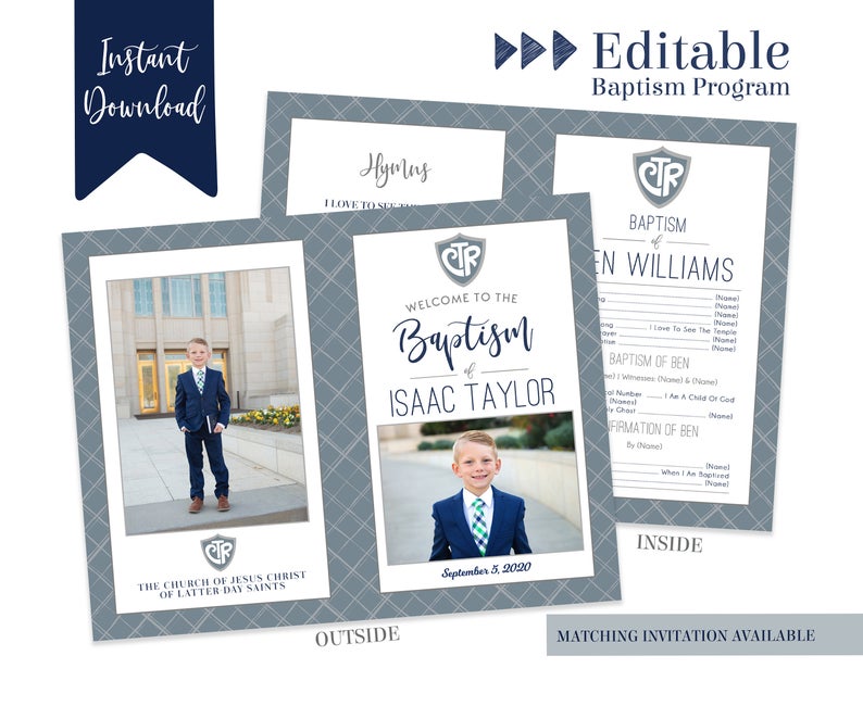 LDS Baptism Program | Baptism Program Boy | LDS Baptism Program | Baptism Program Template | LDS Baptism | Boy Baptism Program | Corjl
