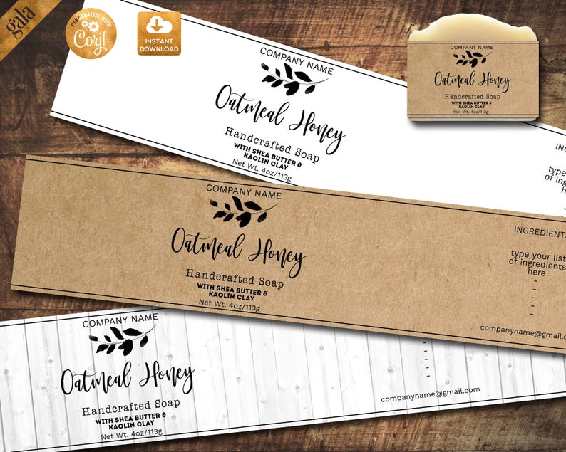 Label Template Natural Soap Labels, Handmade Soap Label, Vintage Rustic Soap Editable Label, DIY label, Instant download product label, 002