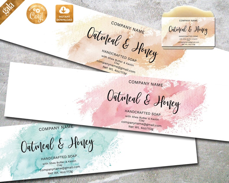 Label Template, Soap Labels, Editable Label Template, Watercolor Label Design, Custom Soap Label Template, DIY Label template, 003