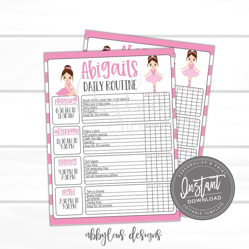 EDITABLE Daily Routine Schedule Printable, Daily Schedule, Daily Routine Schedule, Daily Chores, Any Age, Editable File, Digital Template,