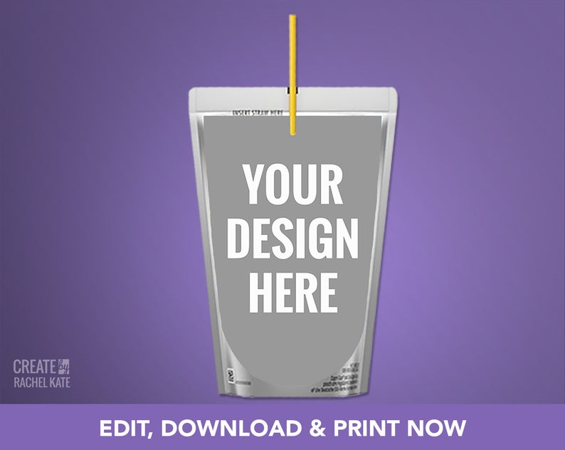 CUSTOM ORDER – Capri Sun Juice Bag Box Stickers Labels Favors Template | Personalized Editable Edit Yourself DIY with Corjl