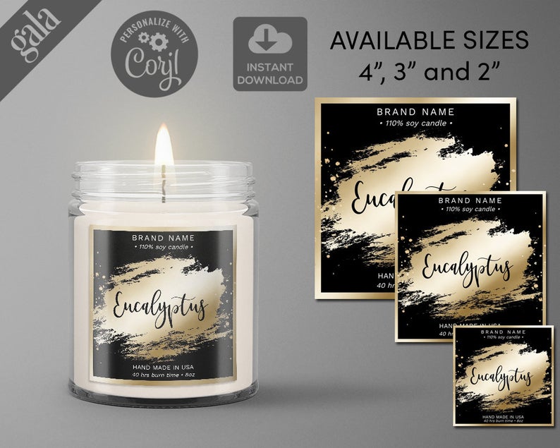 DIY Candle Label Templates, Jar Candle Label, Custom Product Label, Candle Packaging, Printable Label Design, Editable Label, square 003