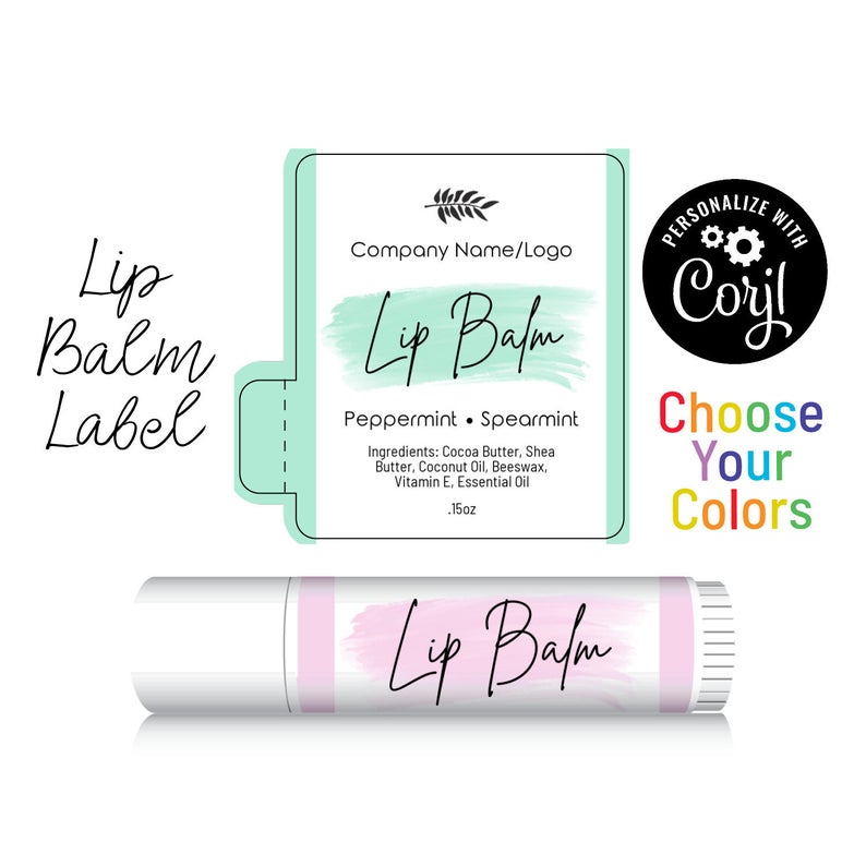 Lip Balm Label – Paint Swash. Choose Your Background Colors. Edit, Personalize, Customize in Corjl, then Download & Print. Chapstick Label