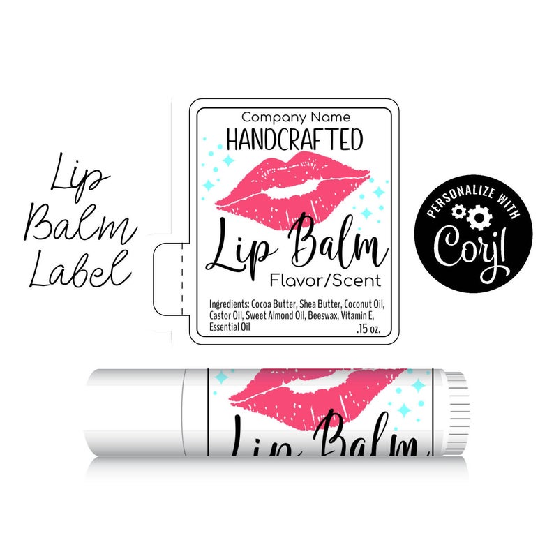 Editable Lip Balm Label Template – Pucker Up! Personalize, Customize with Corjl online, then Download & Print. Chapstick Label.