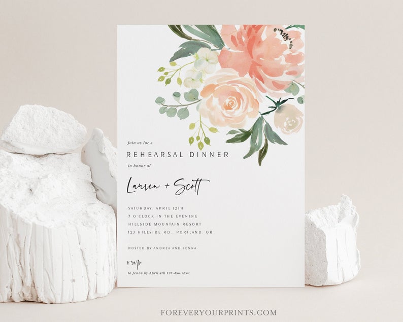 Rehearsal Dinner Invitation Template, Boho Wedding Invite, Digital Download