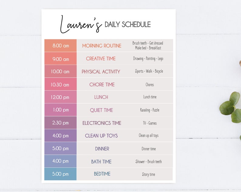Editable Home School Daily Planner, Editable Daily Routine Schedule, Editable Routine Schedule Chart, Daily Homeschool Planner, Corjl