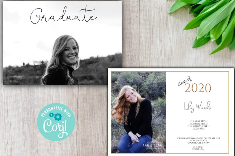 Editable Simple & Modern Graduate Announcement – Corjl