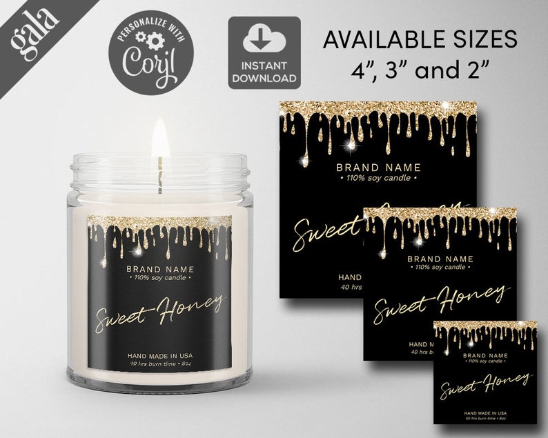 DIY Product Label, Candle Label Templates, Jar Candle Label, square custom label, Printable Label Design, Editable Label, square 004