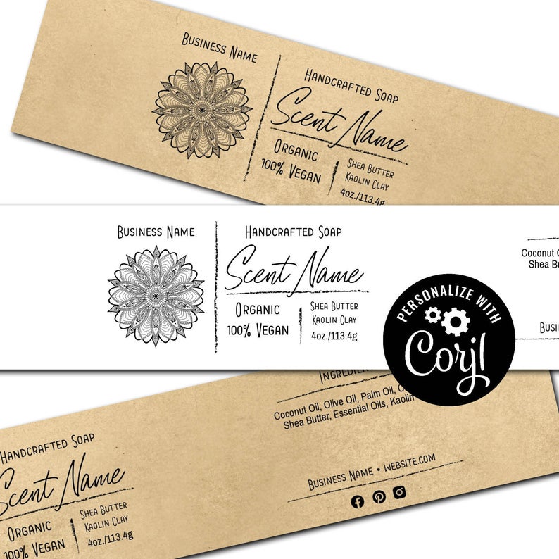 Editable Soap Label Template – Mandala Soap Label Design. Printable Custom Soap Labels. Personalize w/ Corjl Online. Download & Print.