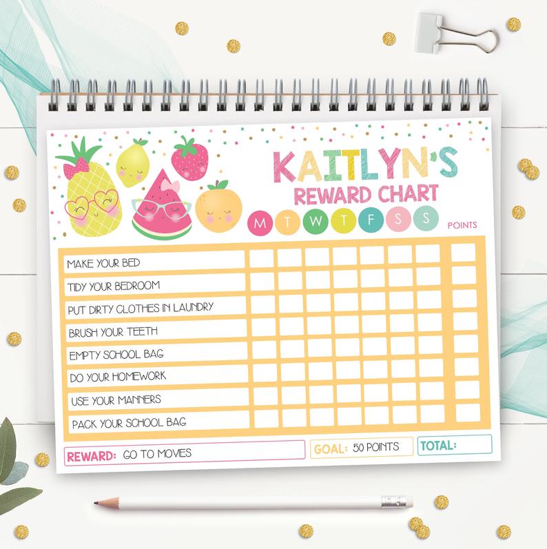 EDITABLE REWARD CHART Fruit Reward Chart Instant Download Tutti Frutti Reward Chart Fruit Chore Chart Kids Routine Chart Corjl Template