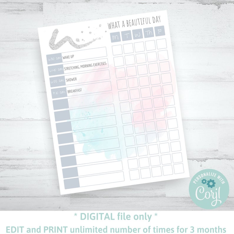 Weekly Planner Printable, To do list, Homework Organizer, Home School Routine, Routine, Editable, Routine Chore Chart, Simple Planner, AP32