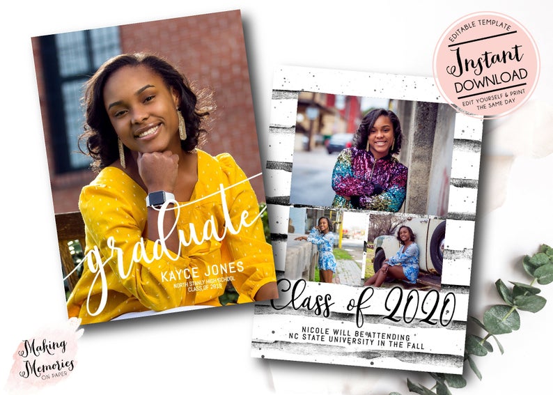 Graduation Announcement, Graduation Invitation, Modern Graduation Invitation, Printable Graduation, INSTANT DOWNLOAD, Editable Template