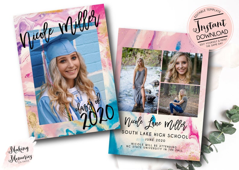 Graduation Announcement, Graduation Invitation, Modern Graduation Invitation, Printable Graduation, INSTANT DOWNLOAD, Editable Template