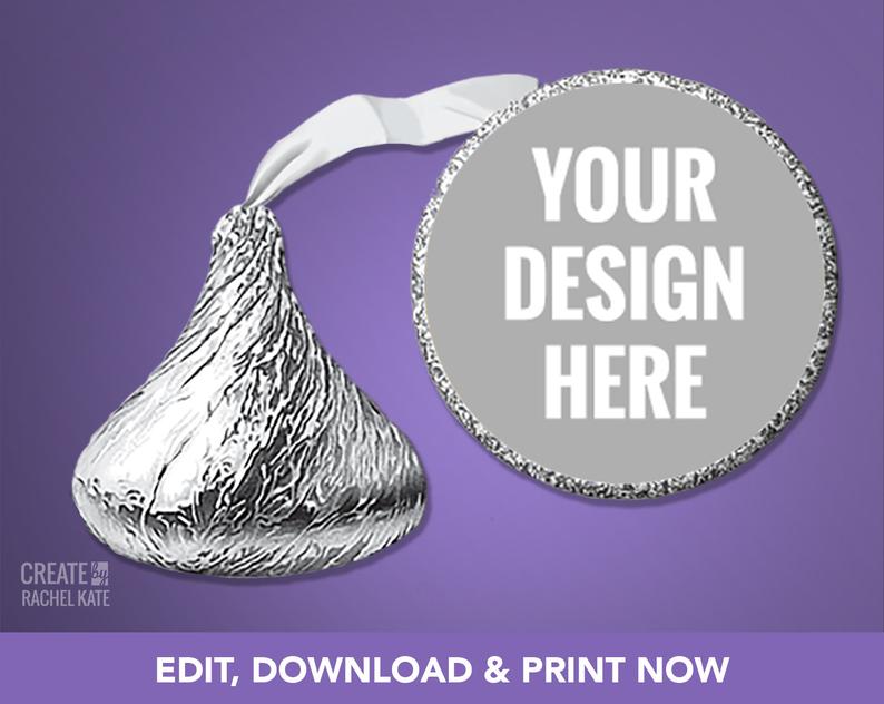 CUSTOM ORDER – .75 Inch 3/4″ Circle Round Candy Hershey Kiss Stickers Labels Favors | Personalized Editable Edit Yourself DIY Corjl
