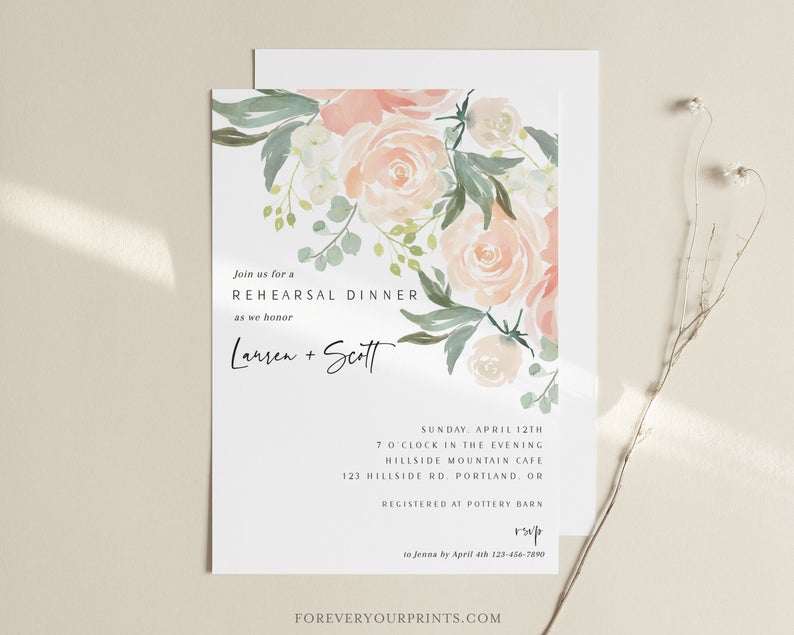 Rehearsal Dinner Invitation, Wedding Invitation Template Download, Editable Invitation