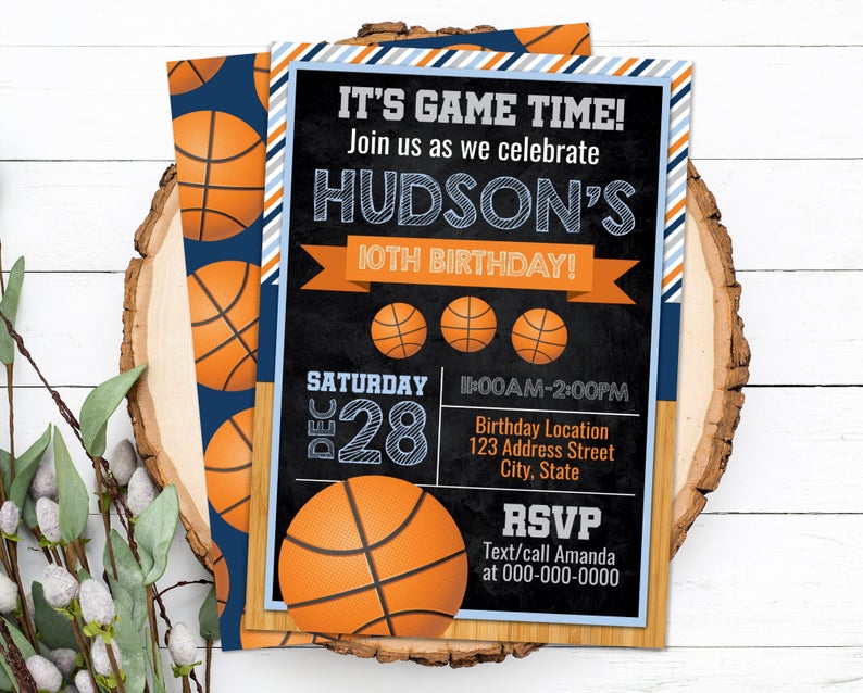 Editable Basketball Birthday Invitation, Basketball Invitation, Basketball Invite, Basketball Party Corjl S0014 (Pdf / Jpg file only)