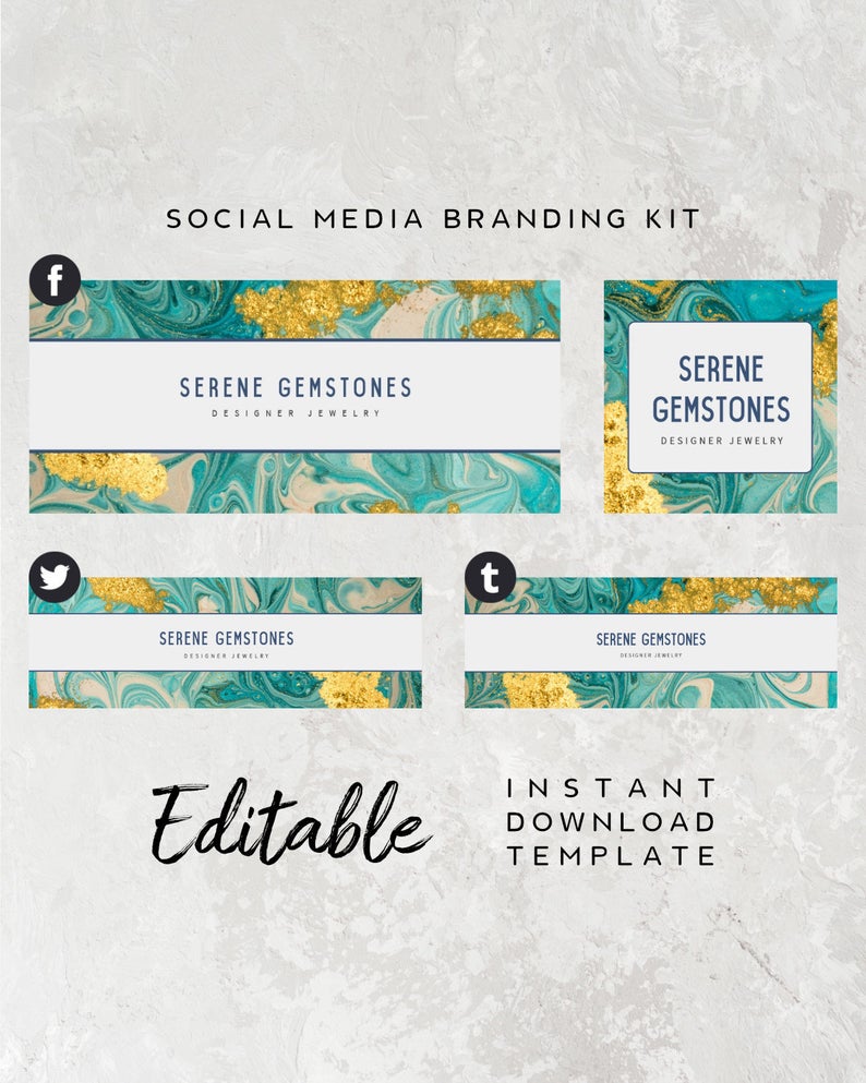 Social Media Banner Template – Gold Foil Banner, Facebook Banner, DIY Facebook Cover, Twitter Header, Tumblr Banner, Social Media Templates