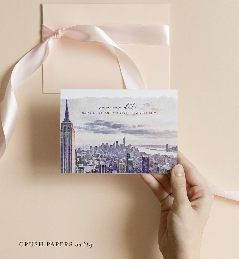 New York City Save The Date Template, NYC Skyline Wedding Date Card, 100% Editable, Printable, Instant Download, Corjl #016-212SD