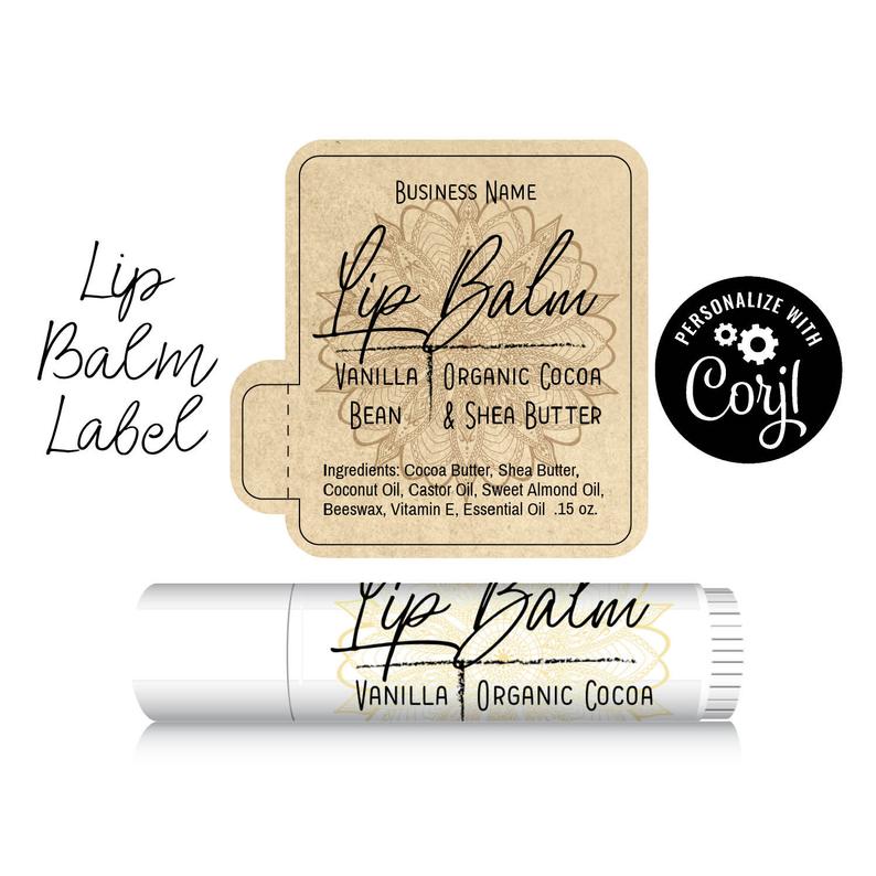 Editable Lip Balm Label Template – Mandala Design. Personalize, Customize with Corjl online, then Download & Print. Chapstick Label