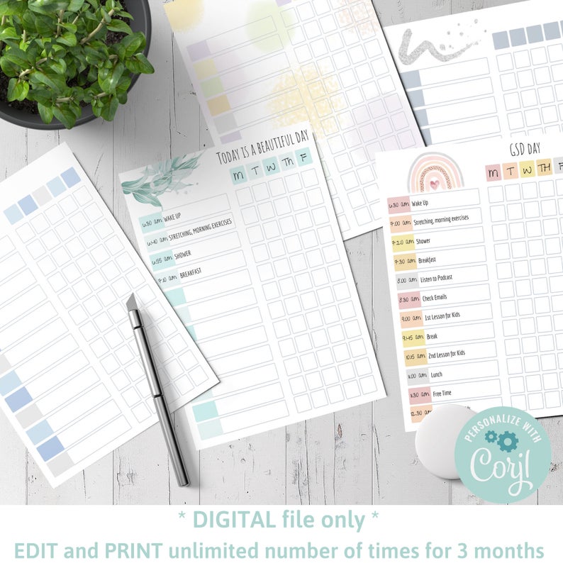 Family Planner Set, Printable, To do list, Kids Routine Chore Chart, Homework Organizer, Home School Routine, Routine, Editable, AP32