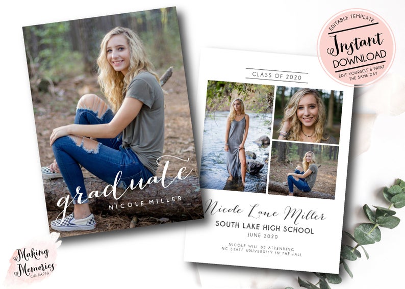 Graduation Announcement, Graduation Invitation, Modern Graduation Invitation, Printable Graduation, INSTANT DOWNLOAD, EditableTemplate