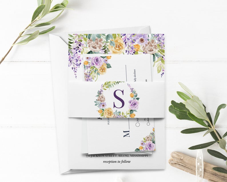 Amethyst Belly Band, Wedding Belly Band, Editable Printable File, Instant Download, WI218