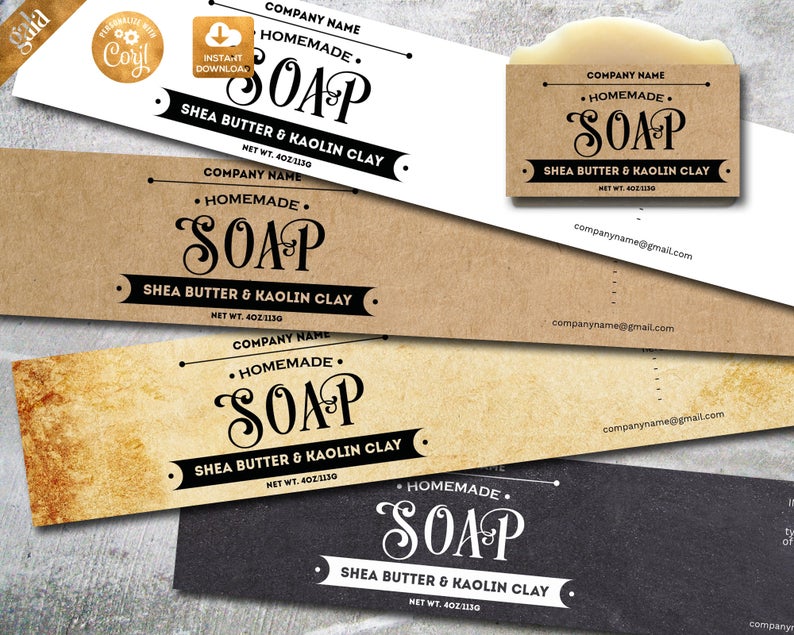 Label Template Natural Soap Labels, Handmade Soap Label, Vintage Rustic Soap Editable Label, DIY label, Instant download product label, 008