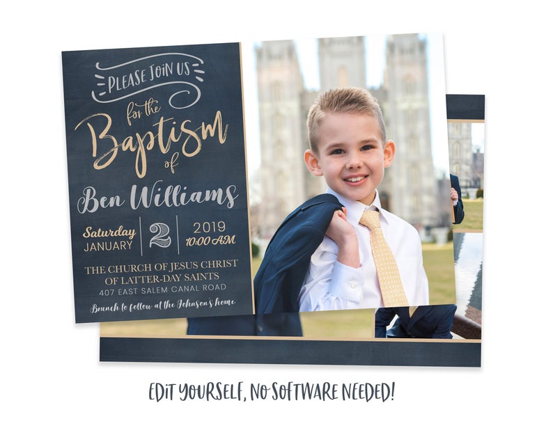 LDS Baptism Invitation Boy | Baptism Invitation | LDS Baptism Invitation | Boy Baptism Invitations Digital | Baptism Announcement | Corjl