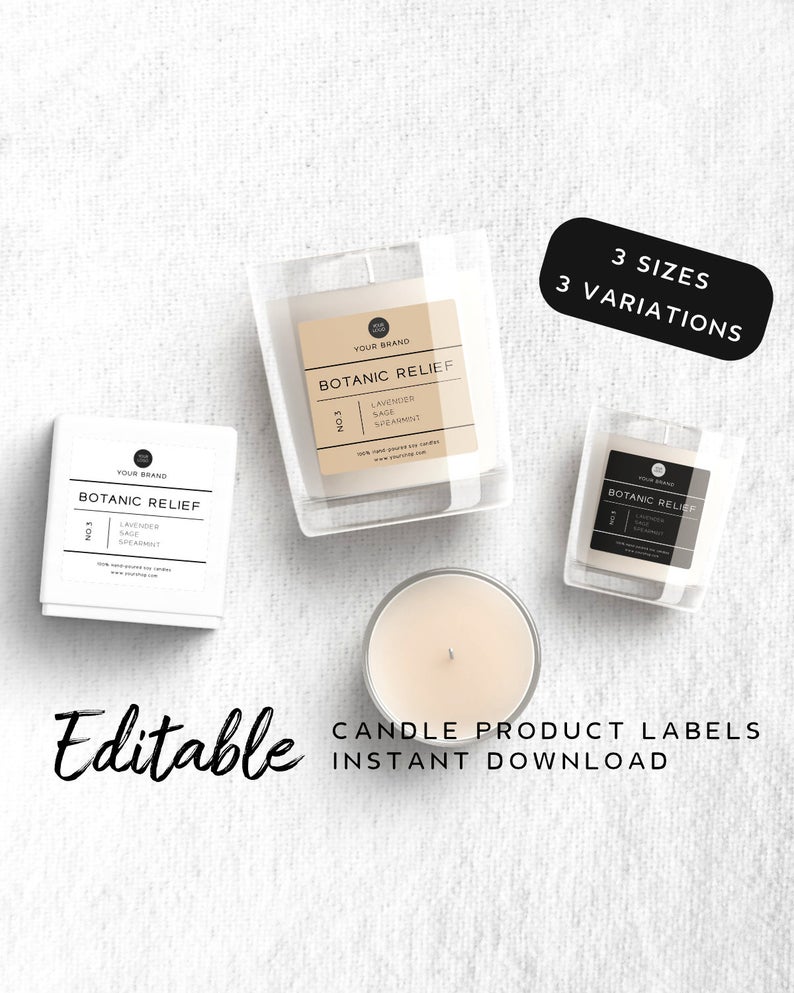 Printable Candle Label Template With Logo – Printable Label for Candles, Label Sticker Template, Product Label Design, Candle Template, s9