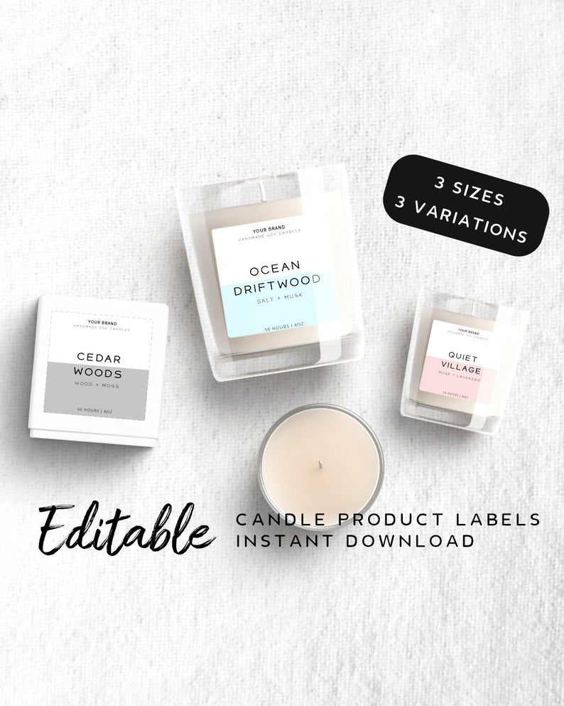 Custom Candle Label Template – Modern Candle Label, Editable Product Labels, Square Candle Label, DIY Label Design, Corjl Product Label, s5