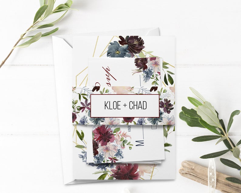 Wish Floral Belly Band, Wedding Belly Band, Editable Printable File, Instant Download, WI224