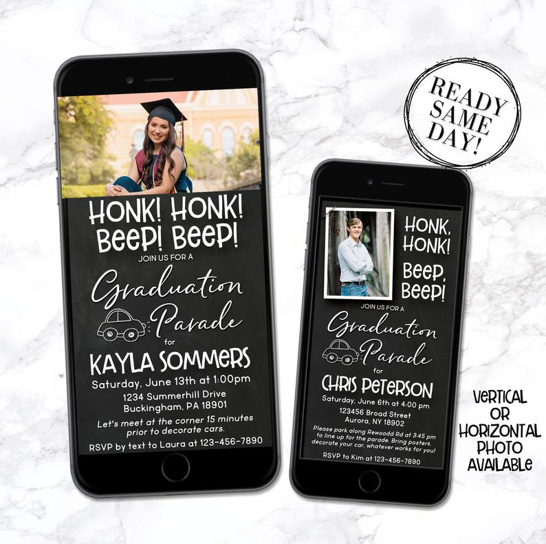 Drive by graduation invitation, Drive by graduation Parade Invitation, Drive By Graduation car parade