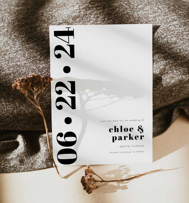 Chloe | Bold Save The Date, Modern Save The Date Template, Editable Save The Date, Save The Date Template Minimalist, Bold Save The Dates