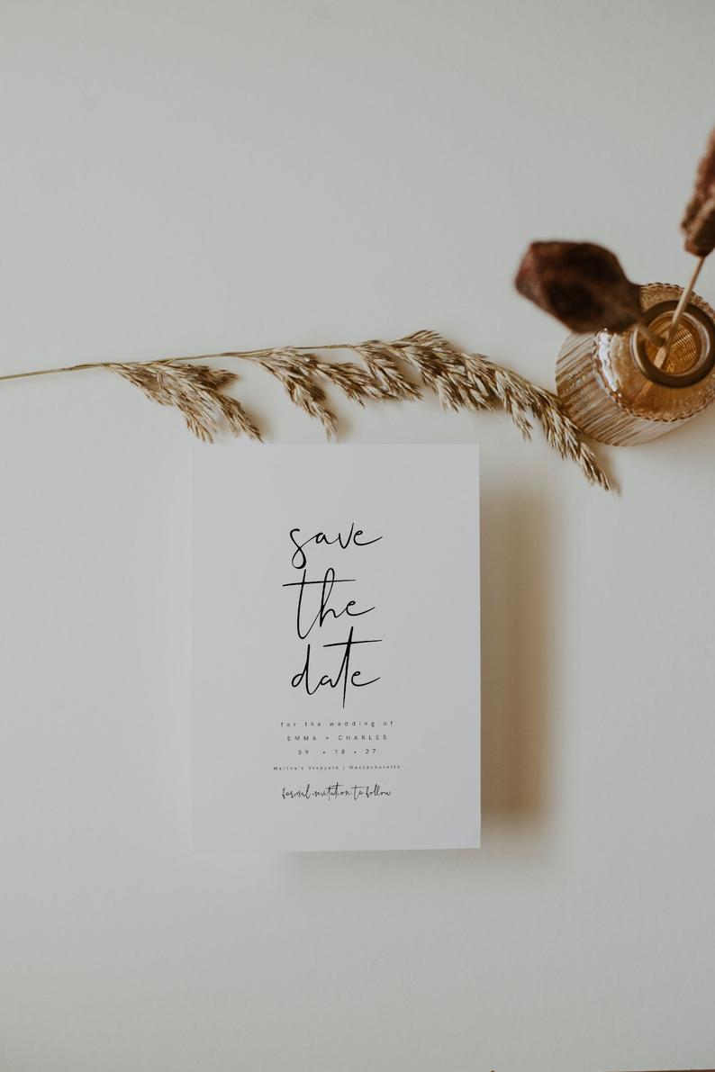 Emma | Simple Save the Dates, Editable Save the Date Card, Save The Date Template, Editable Save The Date, Minimalist Save the Date Template