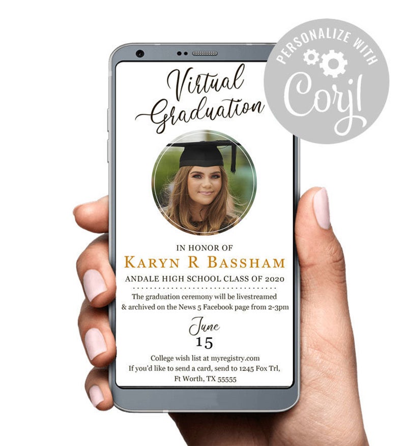 Virtual Graduation Text Digital Invitation Graduation Announcement Streaming Graduation Corjl Template Try Before You Buy Senior Picture