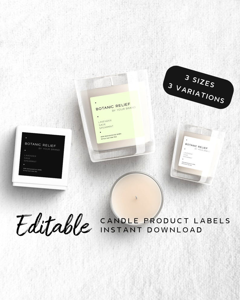 Minimalist Candle Label Template – Square Product Label, DIY Product Label Printable, Minimalist Label Candle, Custom Candle Labels, s3