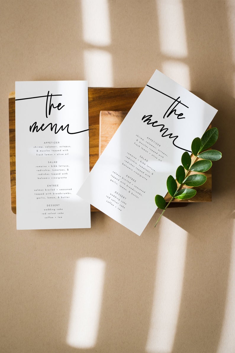 Sofia | Modern Wedding Menu, Editable Simple Wedding Menu, Printable Wedding Menu, Minimalist Wedding Menu, Wedding Menu Template, DIY Menu