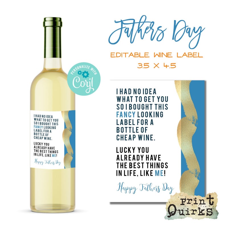 Personalised Fathers Day Funny Editable Wine Label / Wine Label Template / Best Things in Life Wine Label / Corjl Wine Label / WLFD07