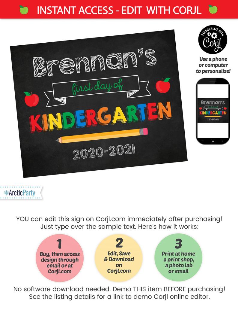 First Day of School Sign – Back to School Sign Template – First Day of School Chalkboard Sign – Editable School Sign – INSTANT ACCESS!