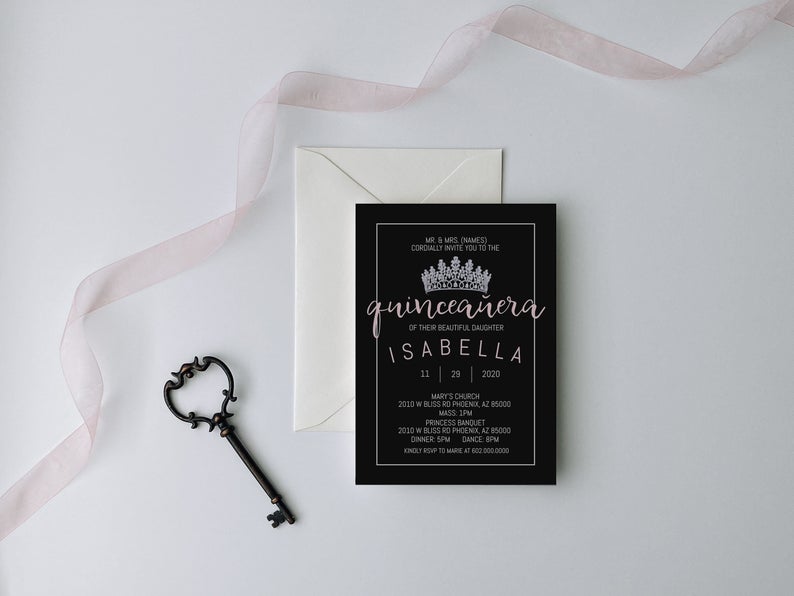 Pink Quinceanera Invitation with Photo, Quinceanera Invitation, Invitation in Spanish, Invitacion de Quinceanera, Quinceanera Template
