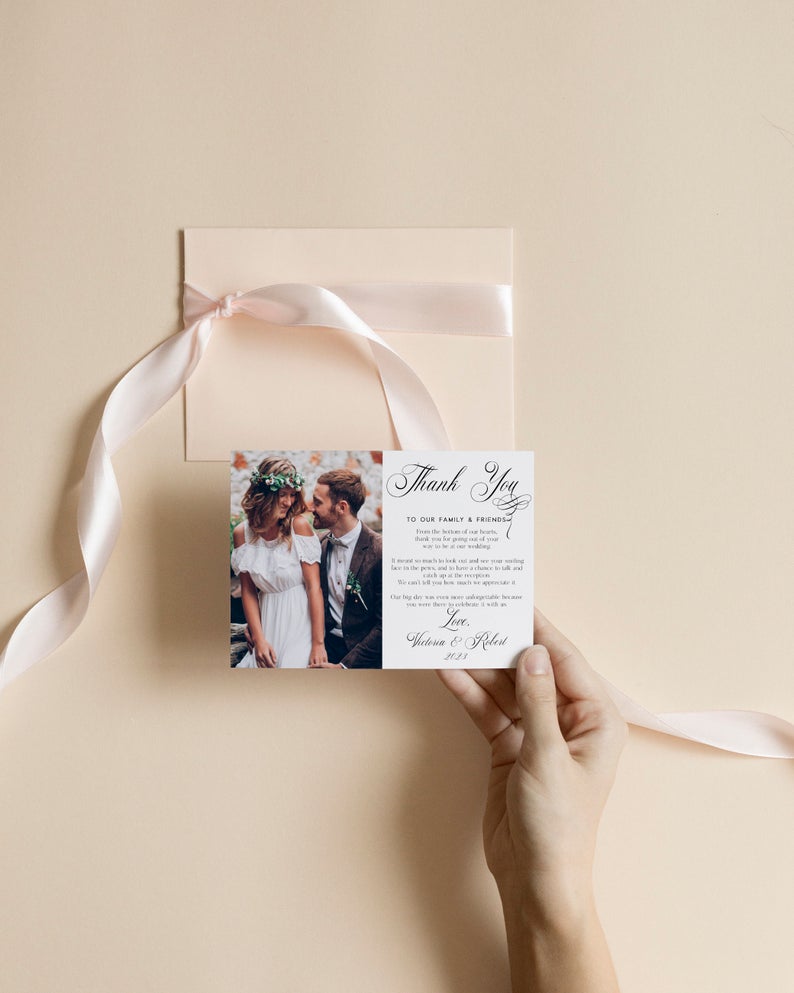 Photo Thank You Wedding Card Template, Wedding Photo Letter, Personalized Thank You Note, Fully Editable, Editable Template, 095