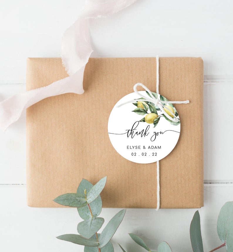 Editable Thank You Favor Tag – Italian Lemons Greenery Wedding Favor Tag – Printable Bridal Shower Favor Tag Printable – Corjl – Tuscan