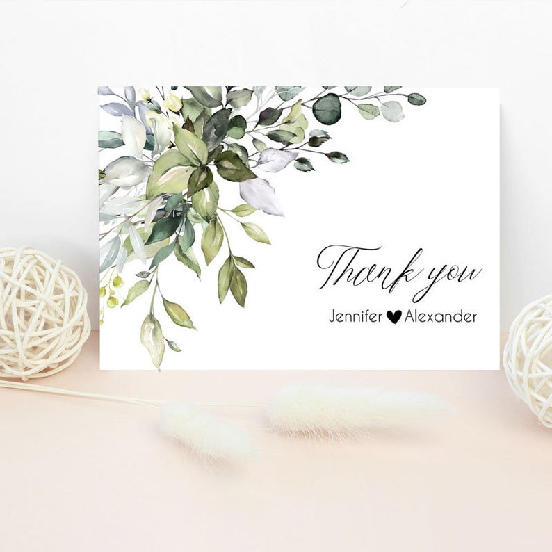 Photograph Montage Thank You Card, Printable Thank You Card Template, Corjl Template, 5x7inch, DIY Photo Wedding Thank You, Instant Download