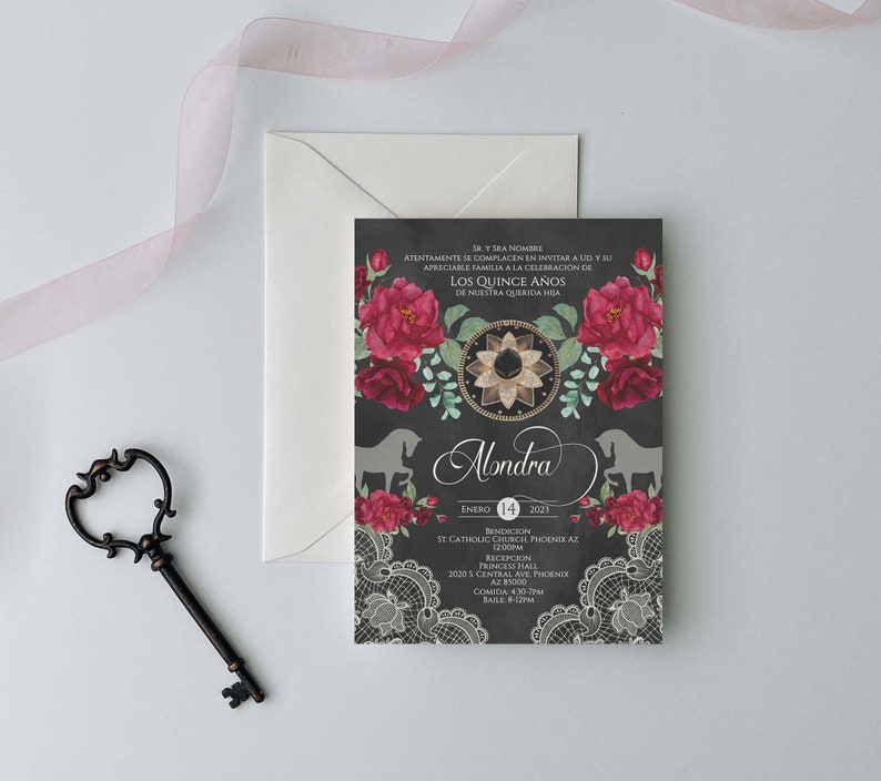 Red Charro Quinceanera Invitation, Charro Quinceanera, Red and Black Quinceanera, Charro Invitation, Western Quinceanera Invitation, Charro