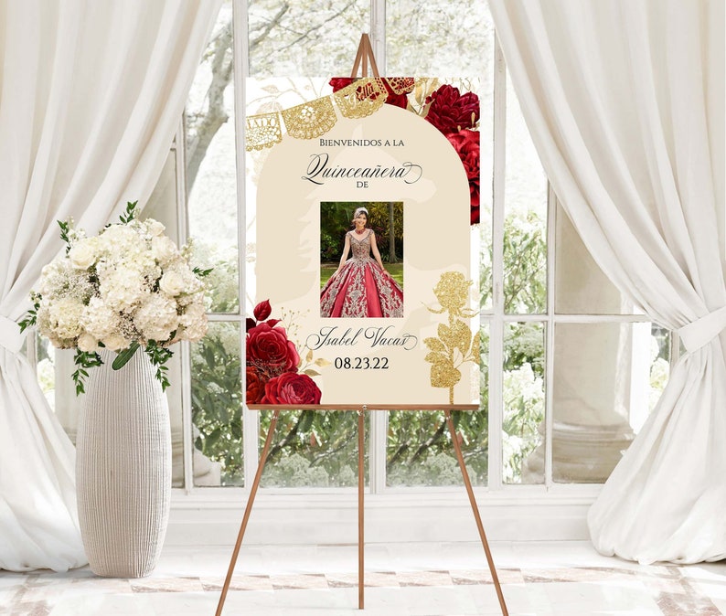Red Charro Quinceanera, Charro Quinceanera, Red and Gold Quinceanera, Charro Welcome Sign, Western Quinceanera Invitation, Charro 7